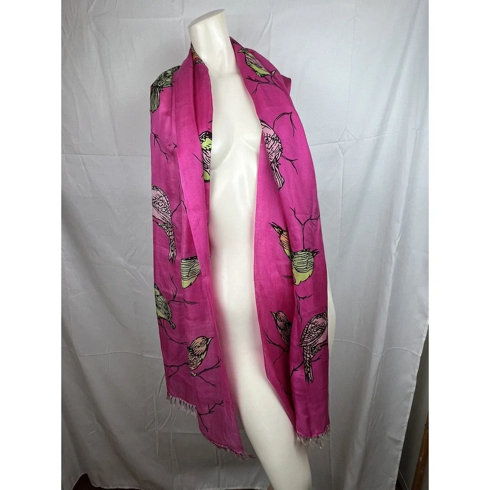 Cashmere Wrappings 100% Silk Wrap Bird Scarf Shawl 82